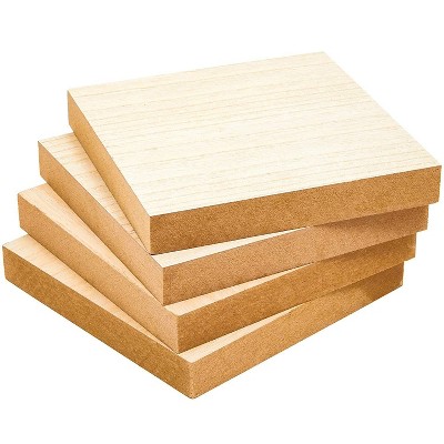 4-Pack 7x7x1 inches Square Natural Unfinished Wood Block Smooth Surface for Crafts and DIY