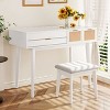 43.3" Yami Classic Wood Bedroom Vanity Table Makeup Dresser Desk with Mirrored Drawers and Stool-Maison Boucle - 2 of 4