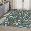 Washable Modern Floral Rug Non Slip Low Pile Rug Soft Throw Floor Cover Foldable Indoor Carpet for Living Room Bedroom,Gray Blue/10'x13' - 3 of 4