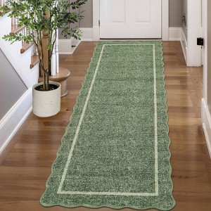 Scalloped Machine Washable Non-Slip Bordered Rug Non-Shedding Soft Low Pile Modern Accent Rugs - 1 of 4