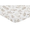 Sweet Jojo Designs Boy or Girl Gender Neutral Unisex Baby Fitted Mini Crib Sheet Botanical Leaf Linen Collection Taupe and Off White - 2 of 4