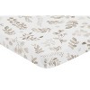 Sweet Jojo Designs Boy or Girl Gender Neutral Unisex Baby Fitted Mini Crib Sheet Botanical Leaf Linen Collection Taupe and Off White - image 2 of 4