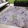 Purple Lavender And Artichoke Green Floral Washable Indoor Outdoor Area Rug - 2 of 4