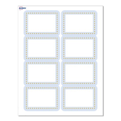 Avery® Name Tags, 2-1/3" x 3-3/8", Blue Border w/ Gold Dots, 80ct