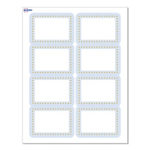 Avery® Name Tags, 2-1/3" x 3-3/8", Blue Border w/ Gold Dots, 80ct - 1 of 4