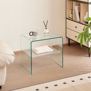 Clear Glass Side & End Table, Tempered Glass End Table Small Table - 1 of 4
