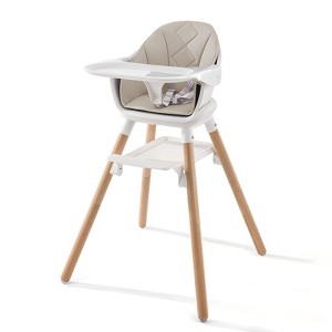 SUGIFT Convertible Wooden Baby HighChair with Adjustable Legs & Removable Double Tray - 1 of 4