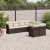 vidaXL Patio Sofa Set with Cushions Outdoor Furniture 8 Piece Poly Rattan - Brown and Cream - 2 of 4