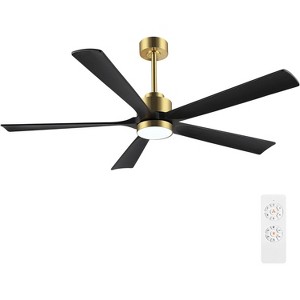60" Gold Modern LED Ceiling Fan with Lights and Remote for Living Room and Kitchen - 1 of 4