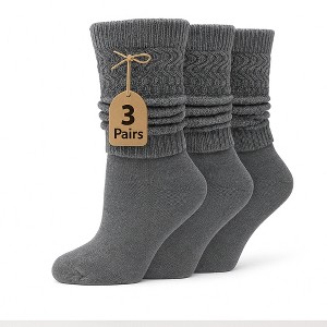 Women’s Lightweight Cotton Slouch Socks Over-the-Calf Knee-High Scrunch Socks 3 Pairs Shoe Size 5-10 - 1 of 3