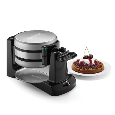 Cuisinart Non-Stick Double Flip Belgian Waffle Maker Stainless Steel Finish WAF-F40: 1000W, Includes Recipes &#38; Drip Tray