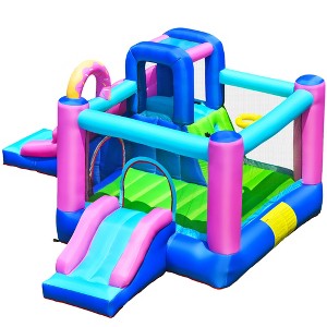 Bountech Inflatable Bounce Castle Dual Slides Jumping Bouncer w/ Climbing Wall - 1 of 4