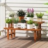 Costway 2 Tier Wood Plant Stand with Teak Oil Finish Indoor & Outdoor Flower Pot Holder - 4 of 4