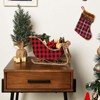 Okuna Outpost Small Santa Claus Christmas Sleigh Decoration, Red Buffalo Plaid Table Centerpiece for Holiday Decor, 11 x 5 x 7.8 In - image 2 of 4