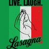 Men's Design By Humans Live Laugh Lasagna Italian Flag Gesture By T-Shirt - 2 of 2
