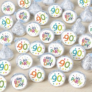 Big Dot of Happiness 90th Birthday - Cheerful Happy Birthday - Colorful Ninetieth Birthday Small Round Candy Stickers - Party Favor Labels - 324 Count - 1 of 4