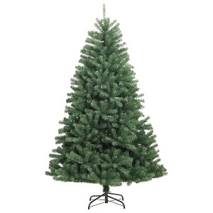 vidaXL Artificial Hinged Christmas Tree Green PVC 5.9 ft Foldable - 1 of 4