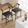 Acekool Counter Height Bar Stools Set of 2 with Arms, Upholstered Wide Seat & Back, Metal Frame with Footrest for Kitchen Island, Rustic Brown - 3 of 4