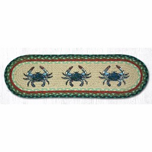 Earth Rugs Rustic Blue Crab Oval Stair Tread – Coastal & Farmhouse Decor 27"x8.25" - 1 of 3