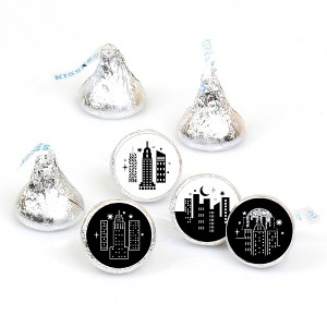 Big Dot of Happiness Nighttime City Skyline - New York Party Round Candy Sticker Favors - Labels Fits Chocolate Candy (1 sheet of 108) - 1 of 4