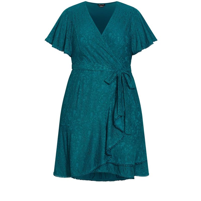 Women's Plus Size Sweet Love Lace Dress - teal | CITY CHIC, 5 of 7