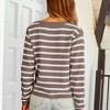 Womens Cardigan Sweaters Front Button Stripes Cardigan At Waist Long Sleeve Casual Sweater Jackets Soft Open Front Cardigan - 4 of 4