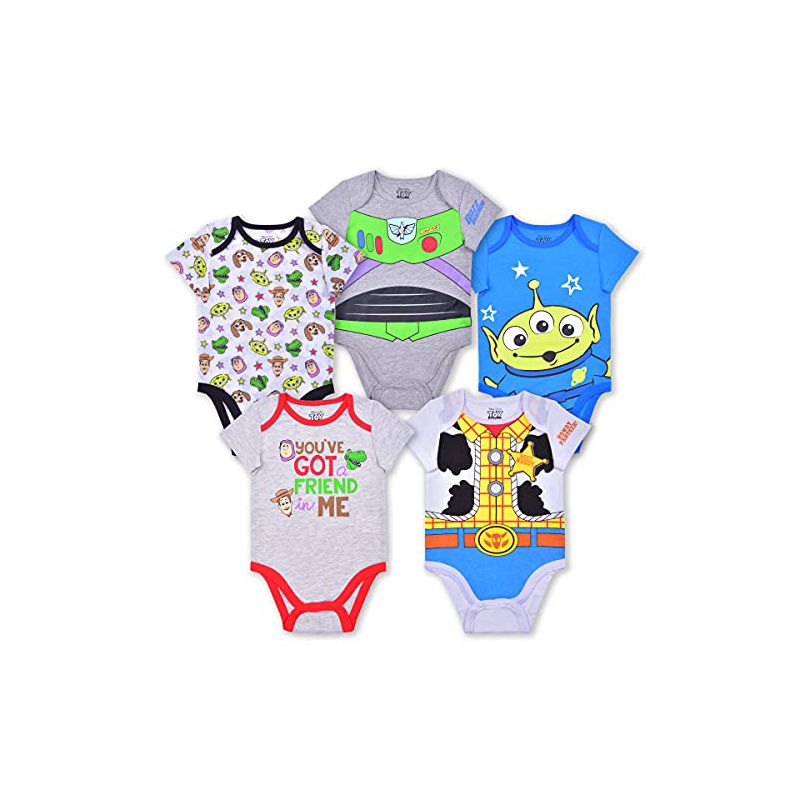 Disney Boy's 5-Pack You've Got A Friend In Me Toy Story Character Print Short Sleeve Baby Bodysuit Assortment for Infant, 1 of 7