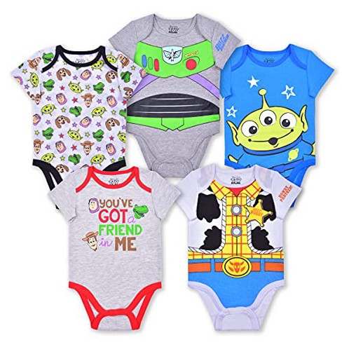 Disney MICKEY and FRIENDS 5 Short Sleeved Bodysuits Vests NEW in Pack 