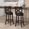 Tangkula 31" Swivel Bar Stool Set of 4 Bar Height PU Leather Seat Rubber Wood Legs - 4 of 4
