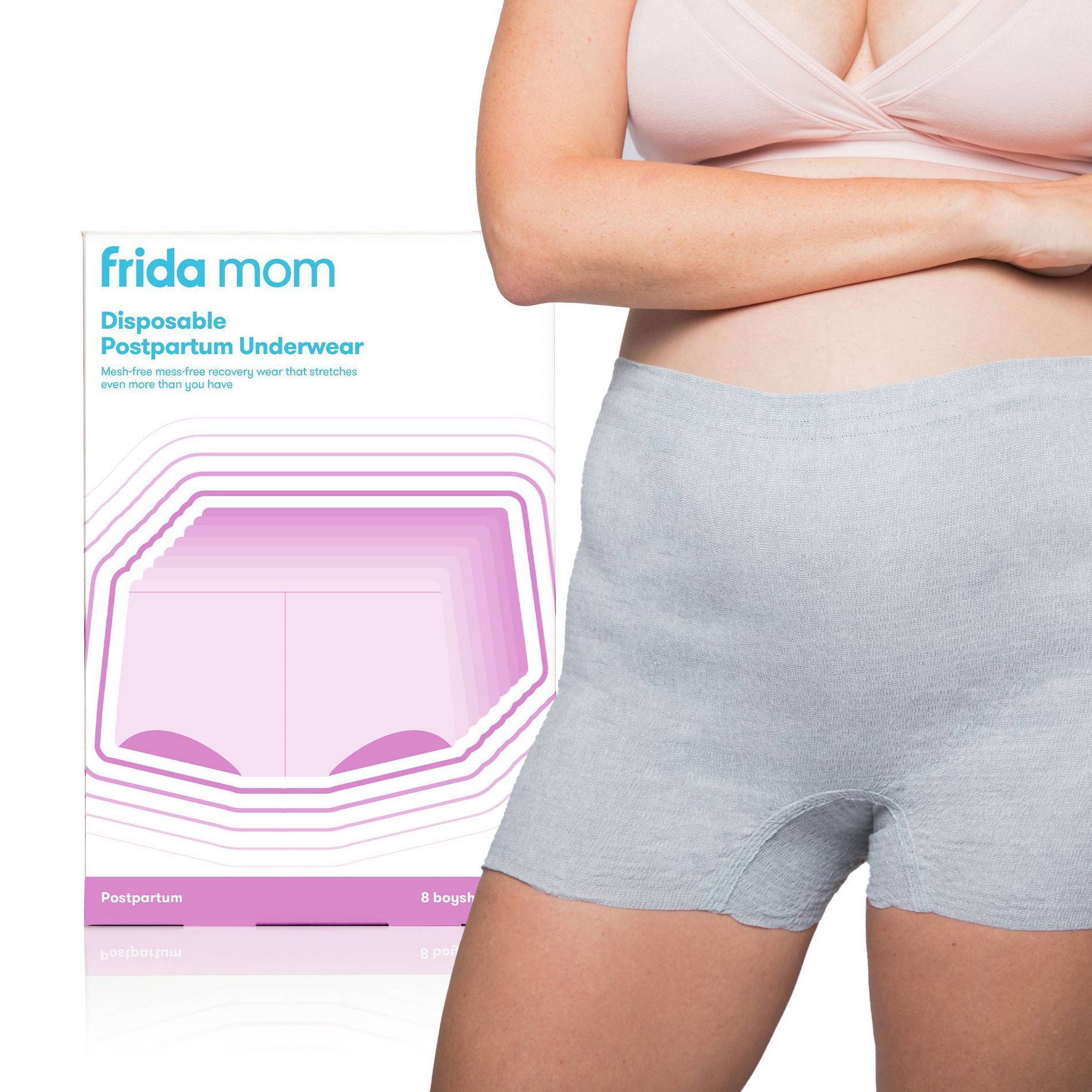 Frida Mom Disposable Postpartum Underwear Boy Shorts Briefs - Regular 8ct