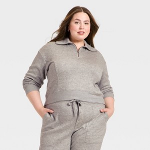 Women's Quarter Zip Pullover Sweatshirt - Universal Thread™ - 1 of 3