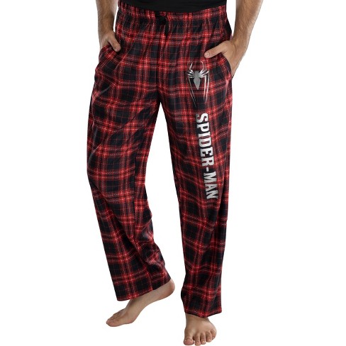 Marvel Comics Men's Spider-Man Plaid Loungewear Pajama Pants (2XL) Red