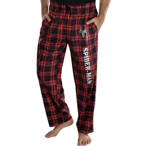 Marvel Comics Men's Spider-man Plaid Loungewear Pajama Pants Red