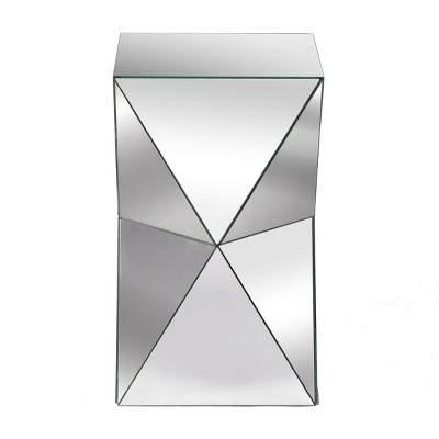Elegant Mirrored Glass Pedestal Table with Tapered Design
