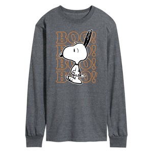 Men's - Peanuts - Boo Snoopy Scared Long Sleeve Graphic T-Shirt - 1 of 4