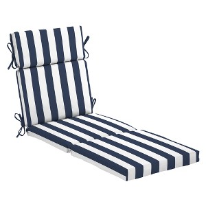 ARDEN Outdoor Chaise Cushion, 22 x 77, Rain-Proof, Fade Resistant Sapphire Blue Cabana Stripe - 1 of 4