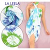 LA LEELA Women's Wrap Sarong Cover up Swimwear Wraps One Size Ivory Tie Dye - 2 of 4