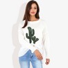 Anna-Kaci Women's Long Sleeve Knit Sweater with Cactus Embroidery - 3 of 4