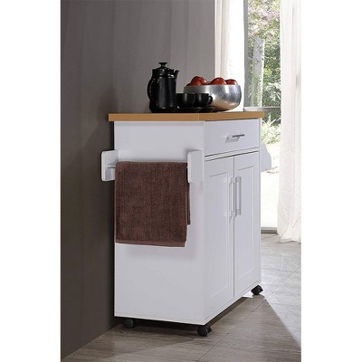 Hodedah Import Portable Kitchen Prep Storage Cart Island