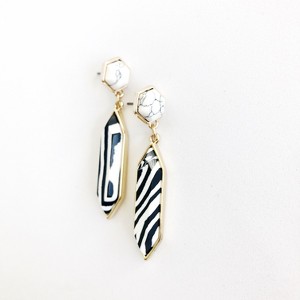 Sanctuary Project by sanctuaire Semi Precious Black and White Howlite Drop Statement Earrings Gold - 1 of 4