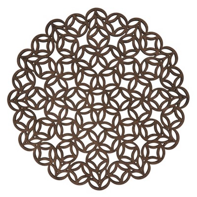Brown Scalloped Hardboard Round Placemats, Set of 4