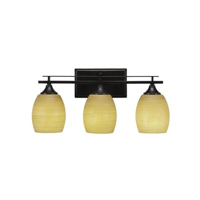 Toltec Lighting Uptowne 3 - Light Vanity in  Dark Granite with 5" Cayenne Linen Shade