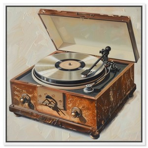 Notoriart Vintage Record Player Bar Cart Art For Men Framed - 1 of 4