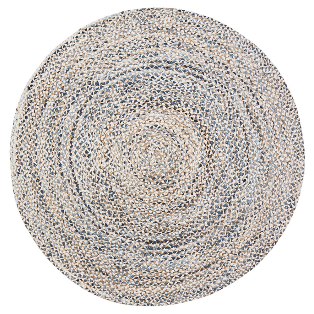 6' Round Braided Area Rug Denim Blue - Anji Mountain