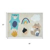 HomeRoots 3' X 4' Beige And Blue Woodland Animals Youthful Washable Area Rug - 3 of 4