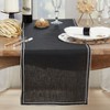 Saro Lifestyle Double Line Embroidered Table Runner, 16"x72", Black - 4 of 4
