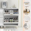 TiranisuBest Shoe Storage Cabinet with 2 Flip Drawers, Slim Wooden Freestanding Shoe Organizer with Shelf for Entryway Hallway–Holds 24 Pairs, Black - 3 of 4