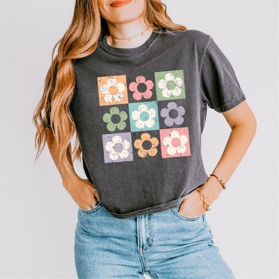 Simply Sage Market Checkered Flowers Boxy Crop Top