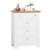 Drawer Nightstand Cabinet with Night Light - White Drawer Dresser with LED Strip and Visible Glass Table-top for Bedroom, Living Room, Entryway - 3 of 4