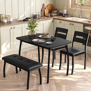 Table Set for 4, Kitchen Table with Upholstered Bench and 2 Chairs, 4 Piece Dining Furniture Set for Small Space, Apartment - 1 of 4